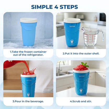 SUSTEAS Slush and Shake Maker, Compact Make and Serve Cup with Freezer Core Creates Single-Serving Smoothies, Slushies and Milkshakes in Minutes, Bpa-Free, Blue