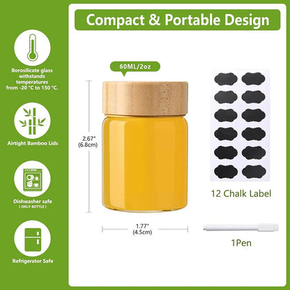 2Oz Glass Shot Bottles with Caps, Borosilicate Glass Juice Shot Bottles,Reusable Shot Glass with Lids for Juicing Ginger Shots