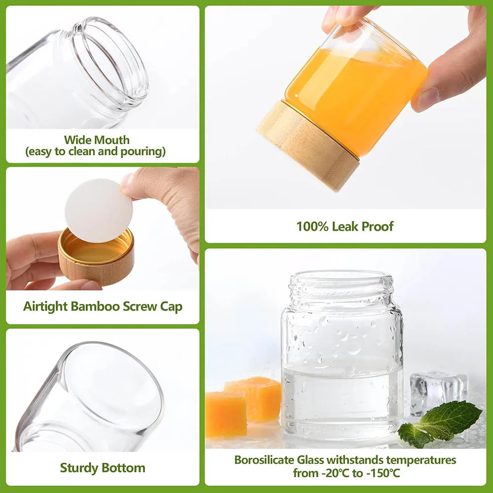 2Oz Glass Shot Bottles with Caps, Borosilicate Glass Juice Shot Bottles,Reusable Shot Glass with Lids for Juicing Ginger Shots