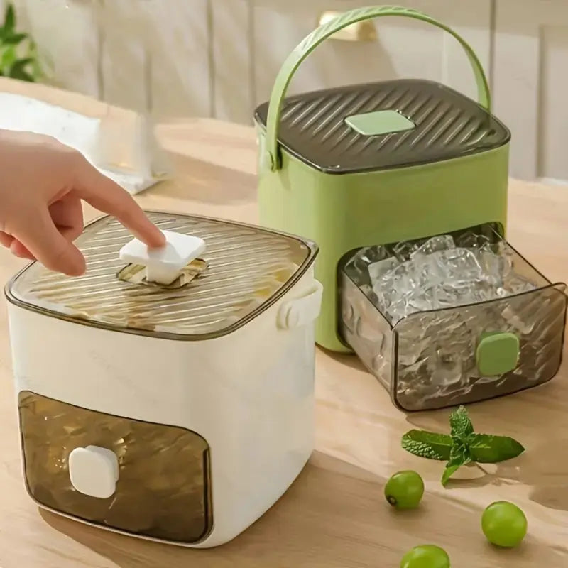 48 Cube Double-Deck Portable Ice Maker with Easy Press Lid, Silicone Trays & Durable Plastic, Countertop Kitchen Gadget for DIY Frozen Food, Summer Drinks & Beverage Cooling