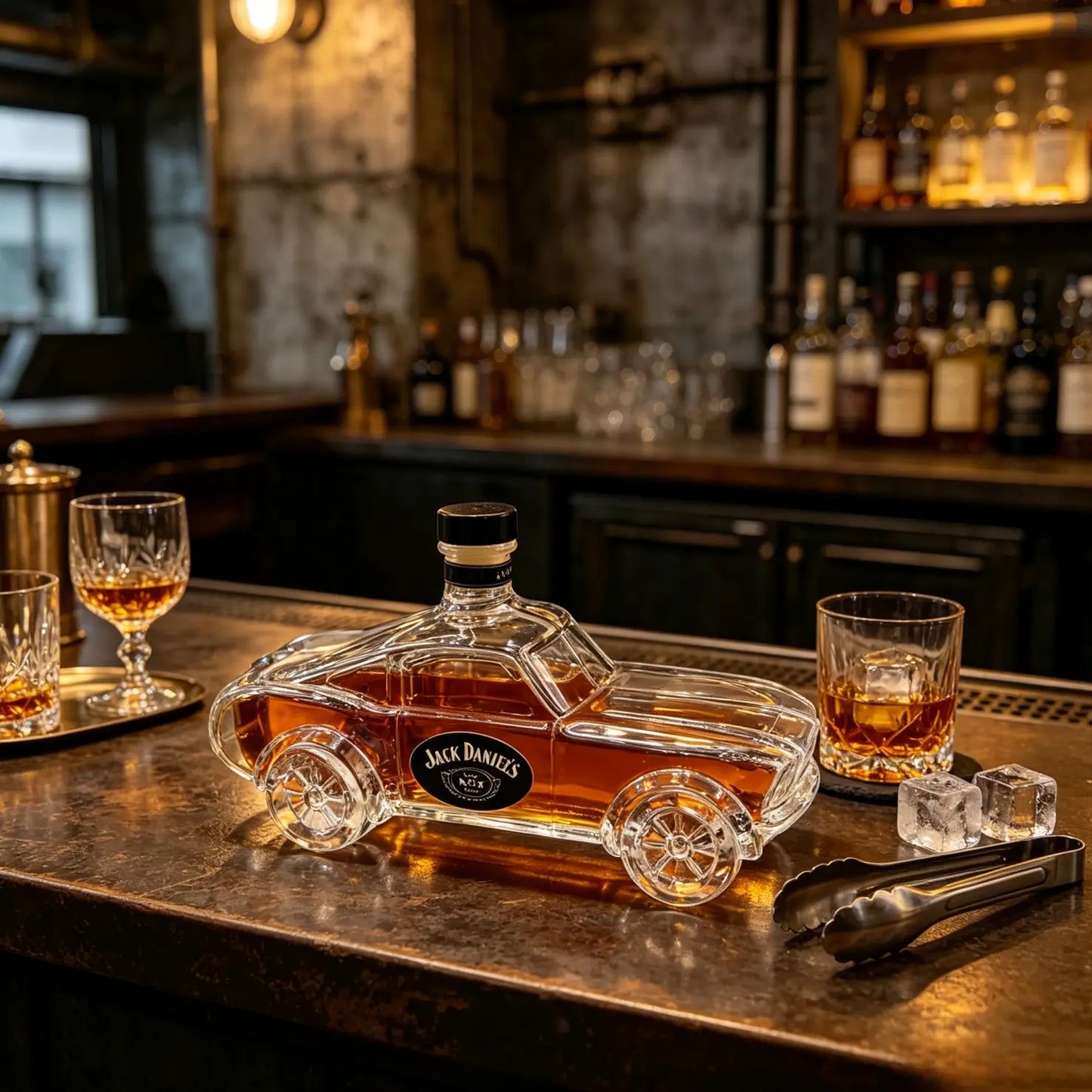 Creative Ford Mustang Whiskey Decanter, Glass Bottle in Car Shape, Perfect Gift for Men, Unique Whiskey Bottle Design