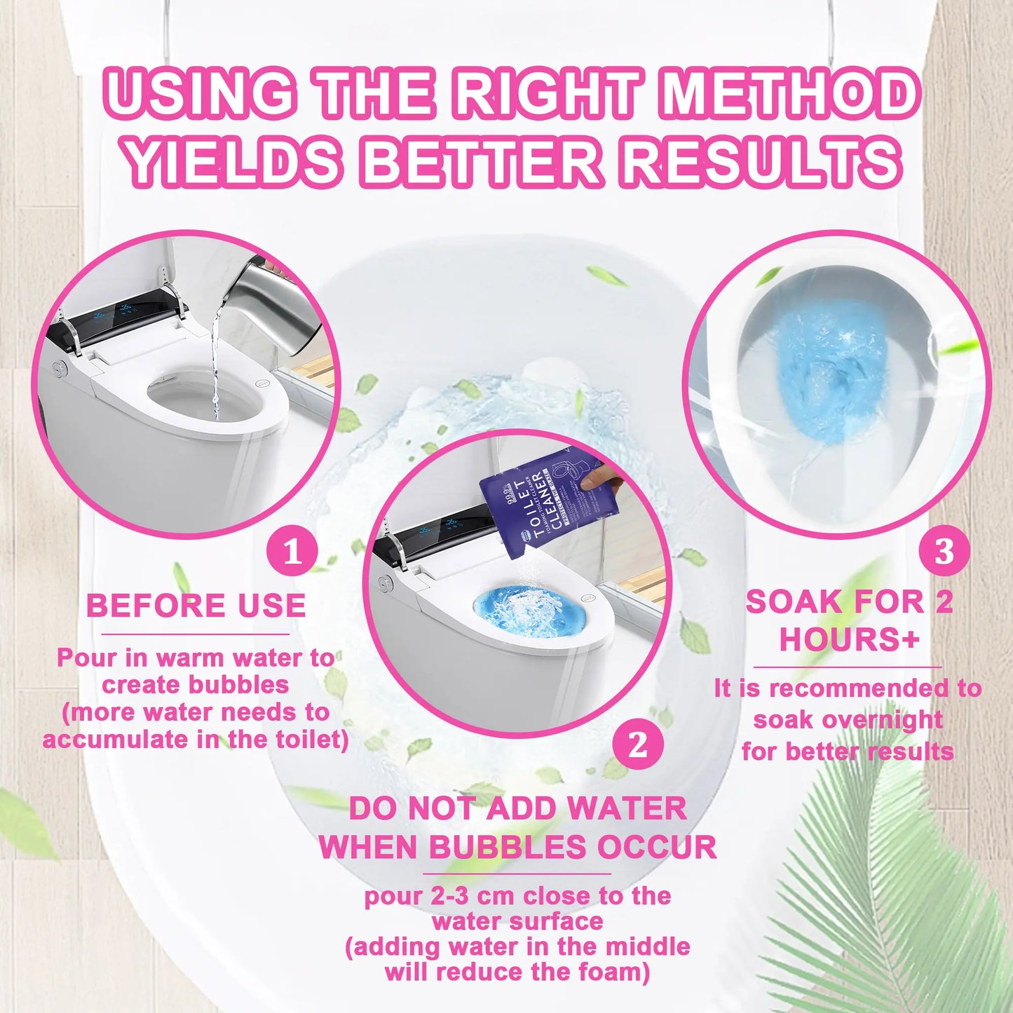 Flower Toilet Cleaning Powder, Toilet Bowl Cleaners,Toilet Cleaner Foam, Rich Foam，Self Activating Miracle Powder for Toilet B，Cleaner Effective for Bowl Freshness Floral Fragrance Home Essentials