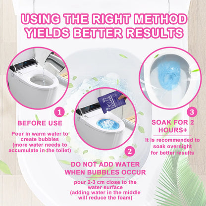 Flower Toilet Cleaning Powder, Toilet Bowl Cleaners,Toilet Cleaner Foam, Rich Foam，Self Activating Miracle Powder for Toilet B，Cleaner Effective for Bowl Freshness Floral Fragrance Home Essentials