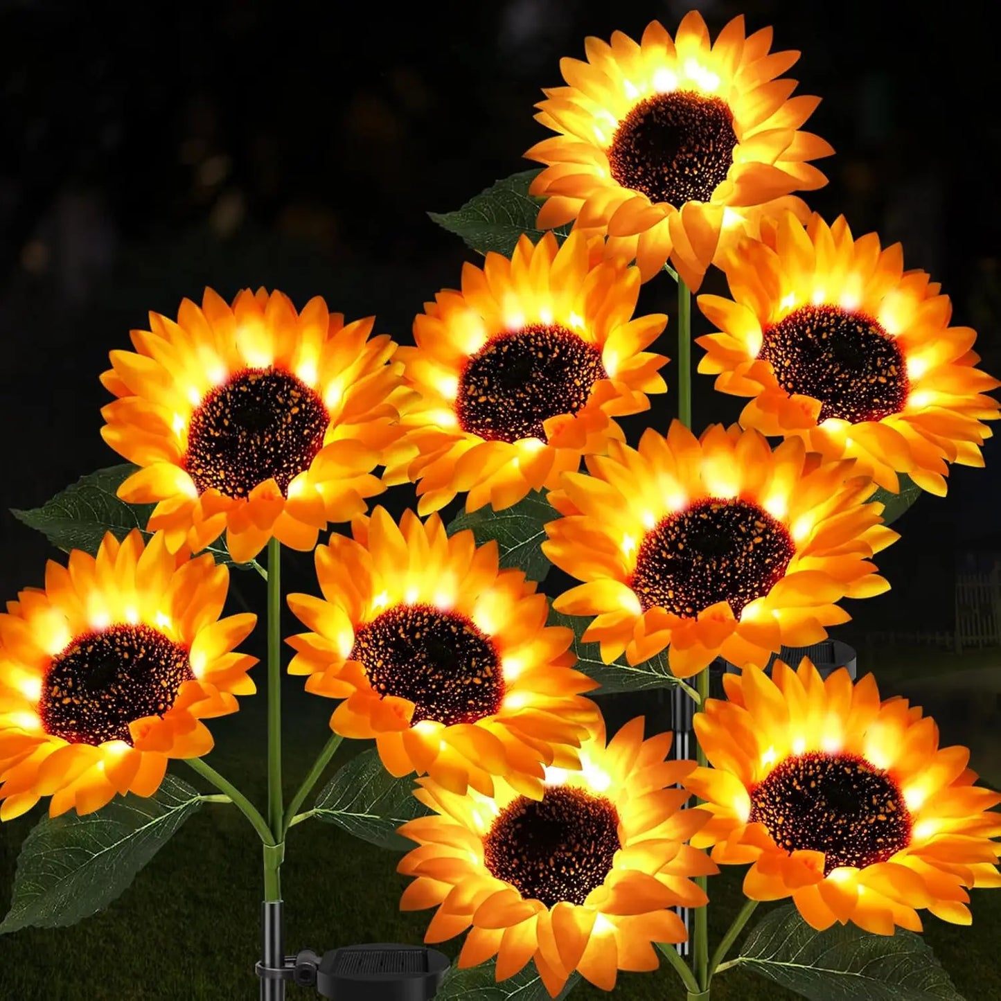 4/8-Pack Solar LED Sunflower Garden Lights, Energy-Efficient, Cozy Night Decor for Terraces, Lawns, Decks, and Porches. IPX4 Waterproof, Durable Plastic Flowers, Brighten up Your Outdoor Space Summervibes