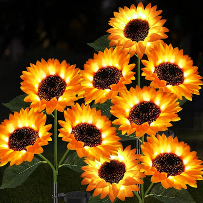 4/8-Pack Solar LED Sunflower Garden Lights, Energy-Efficient, Cozy Night Decor for Terraces, Lawns, Decks, and Porches. IPX4 Waterproof, Durable Plastic Flowers, Brighten up Your Outdoor Space Summervibes
