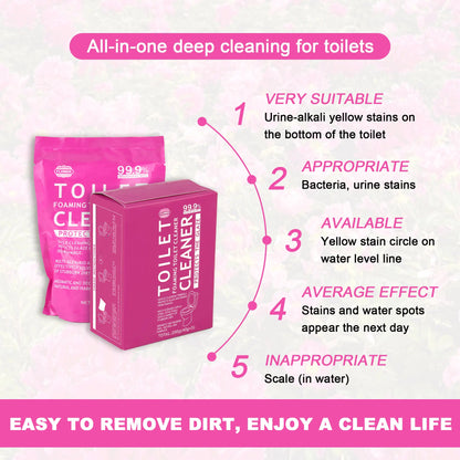 Flower Toilet Cleaning Powder, Toilet Bowl Cleaners,Toilet Cleaner Foam, Rich Foam，Self Activating Miracle Powder for Toilet B，Cleaner Effective for Bowl Freshness Floral Fragrance Home Essentials
