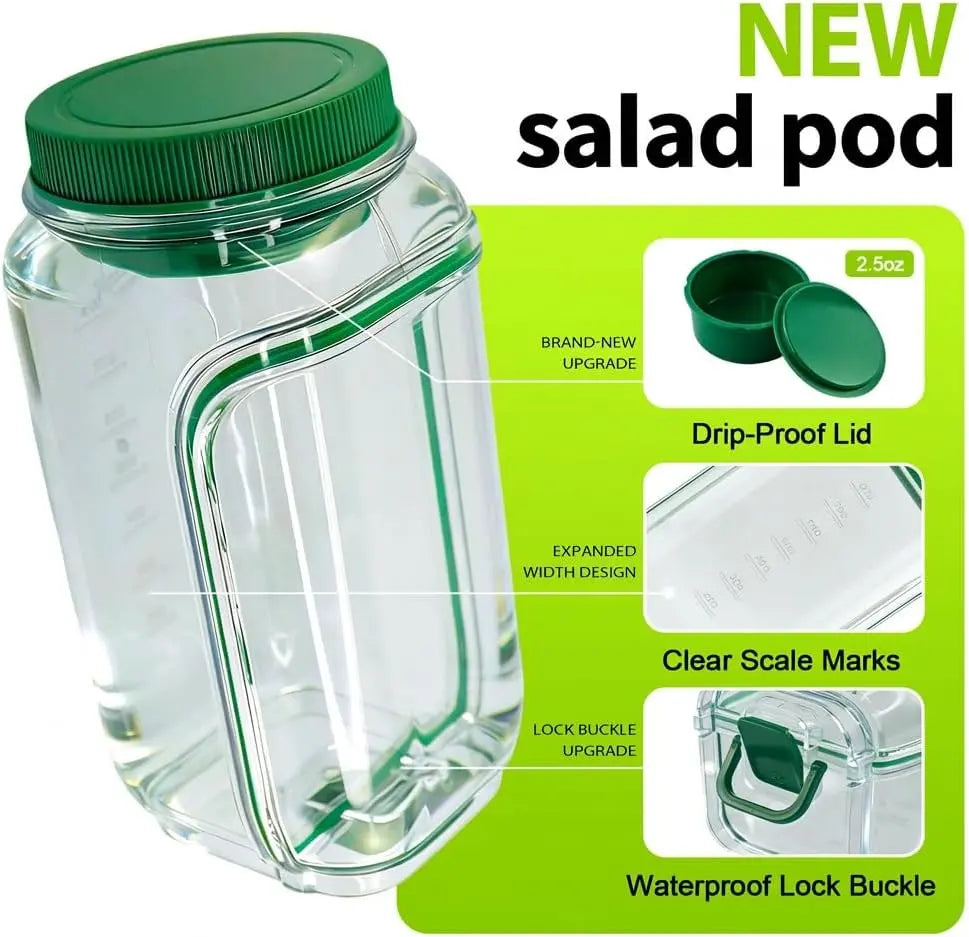 Upgraded Side-Opening Salad Container to Go – 35 OZ / 1000Ml Leakproof Salad Jar with Dressing Cup, Portable Reusable Lunch Container for Meal Prep, Office, Gym & Travel