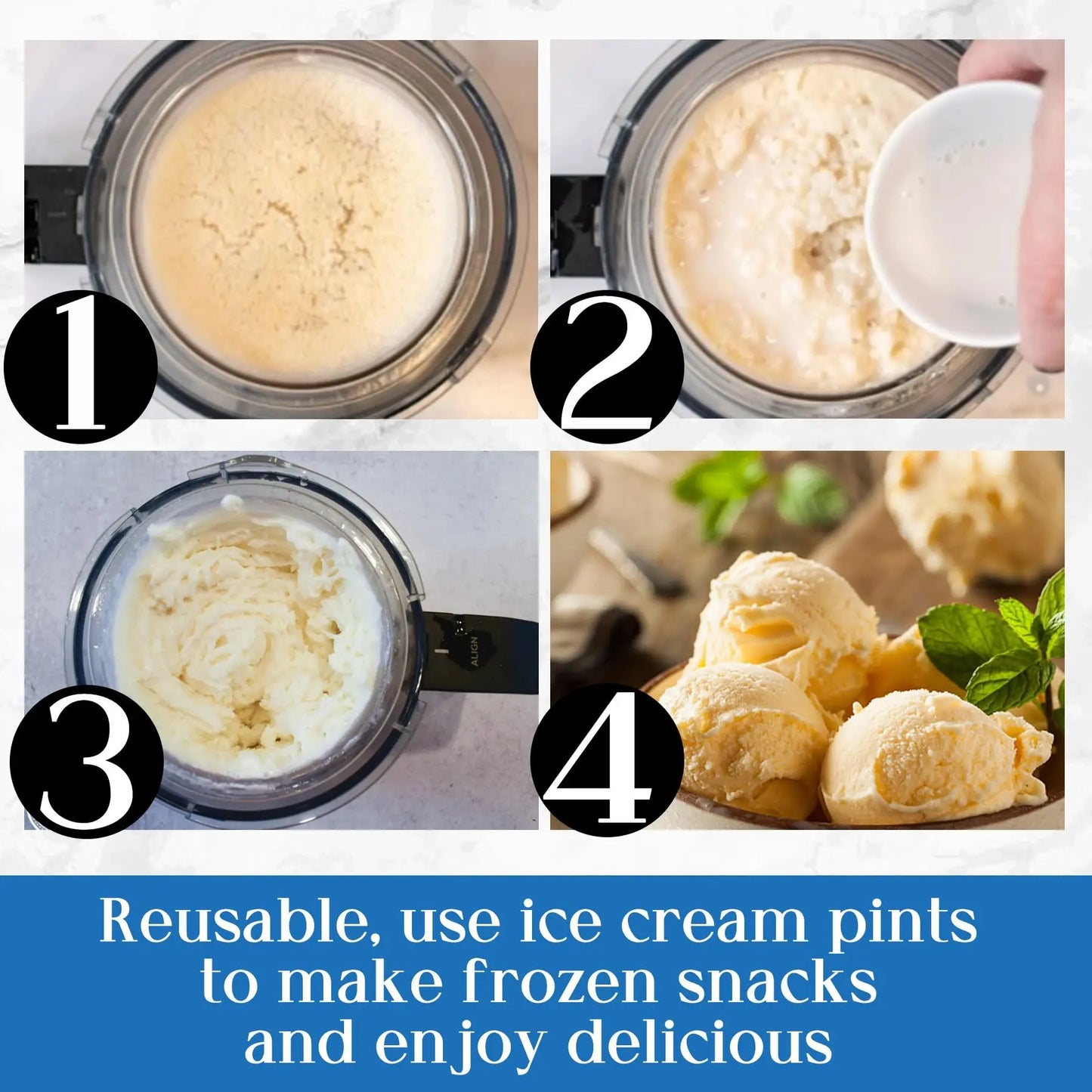 Ninja Creami Pint Ice Cream Cups and Lids Set, 4 Piece 24Oz Luxury 11-In-1 Container Kit, Compatible with Nc501 Nc500 Series, Spoons