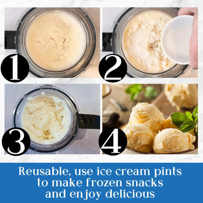 Ninja Creami Pint Ice Cream Cups and Lids Set, 4 Piece 24Oz Luxury 11-In-1 Container Kit, Compatible with Nc501 Nc500 Series, Spoons