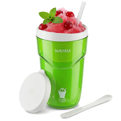 SUSTEAS Slush and Shake Maker, Compact Make and Serve Cup with Freezer Core Creates Single-Serving Smoothies, Slushies and Milkshakes in Minutes, Bpa-Free, Blue