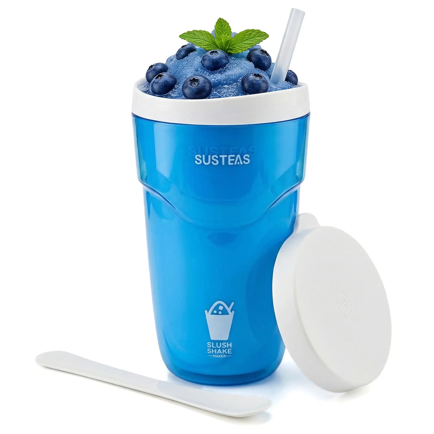 SUSTEAS Slush and Shake Maker, Compact Make and Serve Cup with Freezer Core Creates Single-Serving Smoothies, Slushies and Milkshakes in Minutes, Bpa-Free, Blue