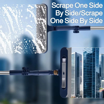 Glass Cleaning Brush with Squeegee and Small Brush | Telescopic Double-Sided | Glass Wall and Floor Cleaning Tool