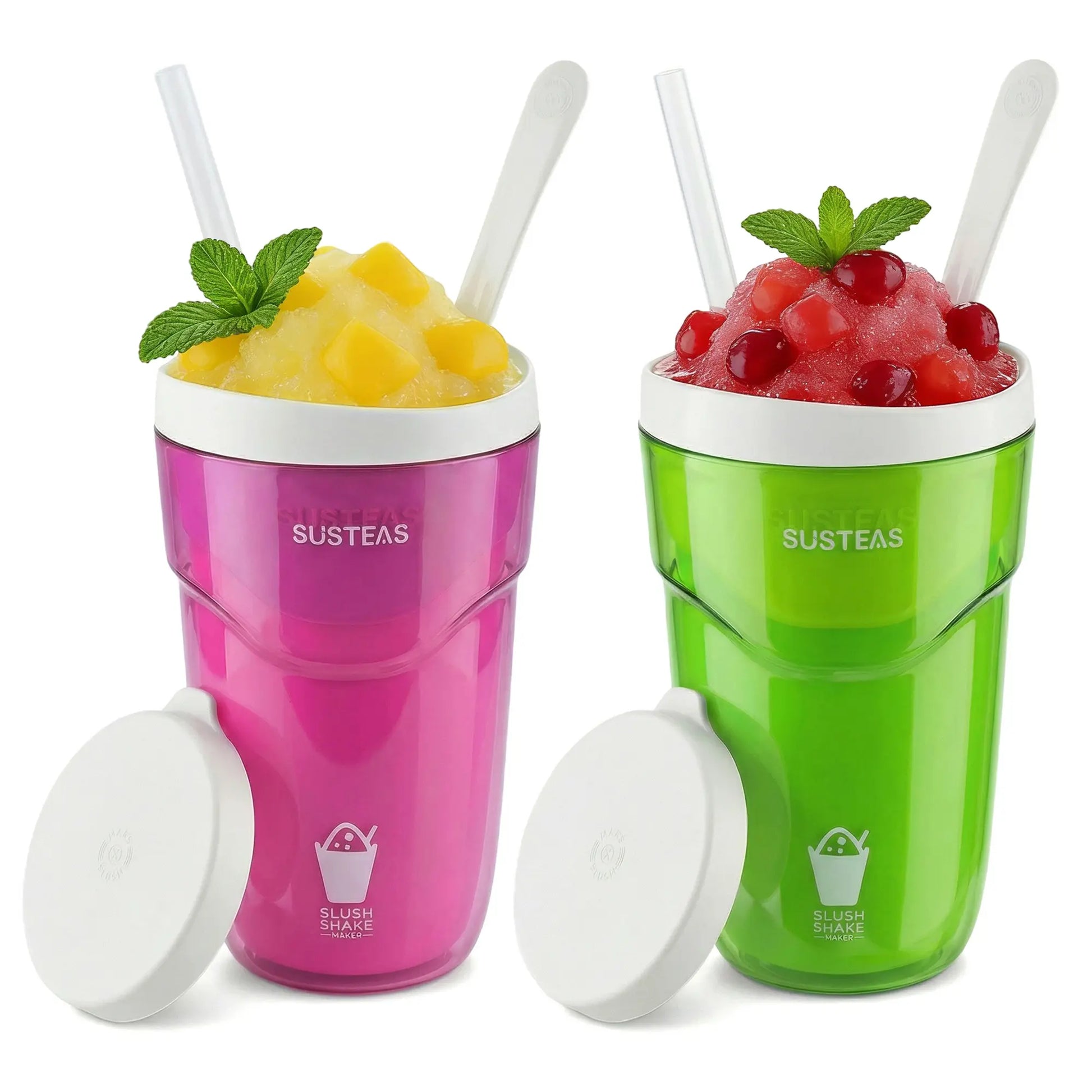 SUSTEAS Slush and Shake Maker, Compact Make and Serve Cup with Freezer Core Creates Single-Serving Smoothies, Slushies and Milkshakes in Minutes, Bpa-Free, Blue