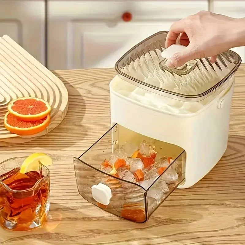 48 Cube Double-Deck Portable Ice Maker with Easy Press Lid, Silicone Trays & Durable Plastic, Countertop Kitchen Gadget for DIY Frozen Food, Summer Drinks & Beverage Cooling