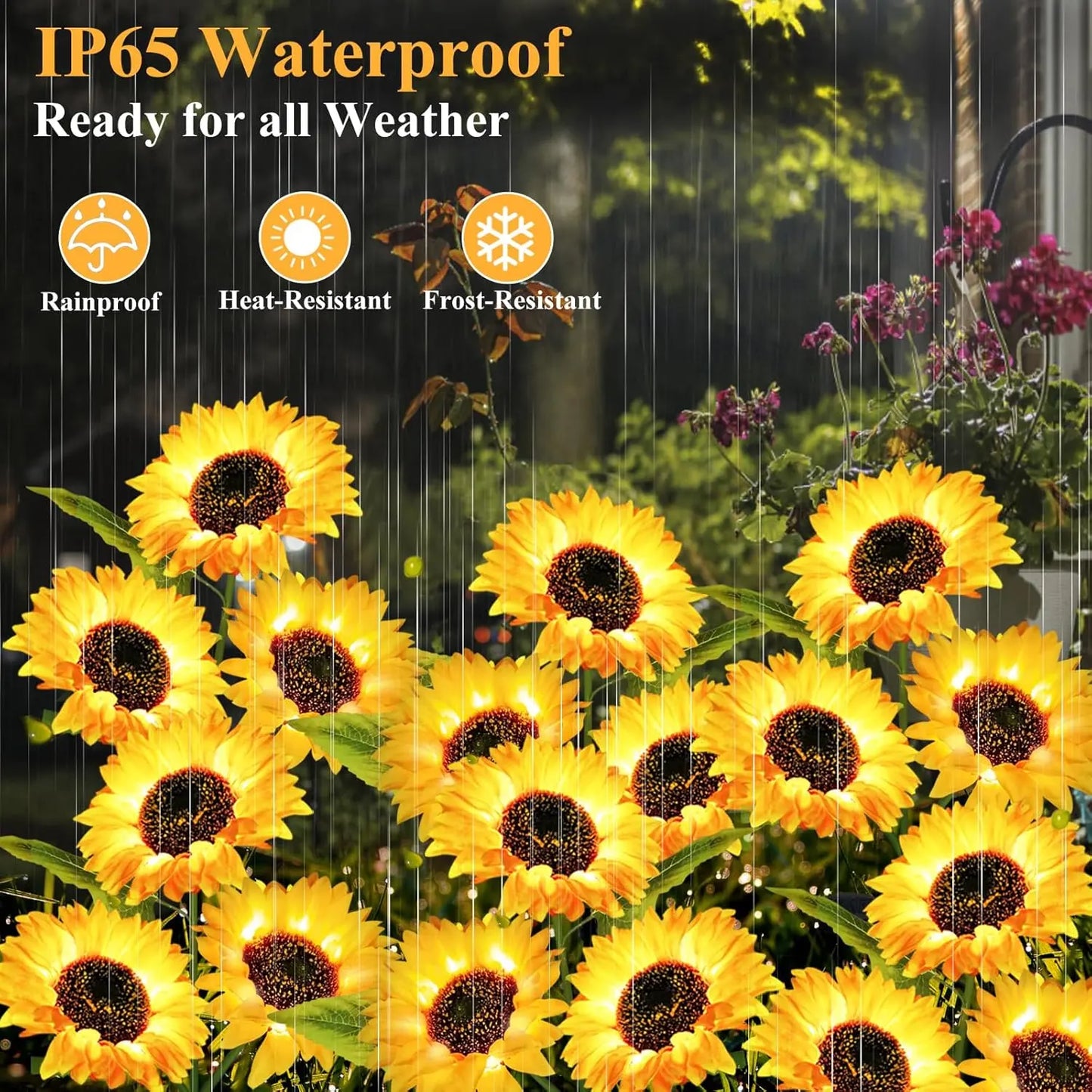 4/8-Pack Solar LED Sunflower Garden Lights, Energy-Efficient, Cozy Night Decor for Terraces, Lawns, Decks, and Porches. IPX4 Waterproof, Durable Plastic Flowers, Brighten up Your Outdoor Space Summervibes