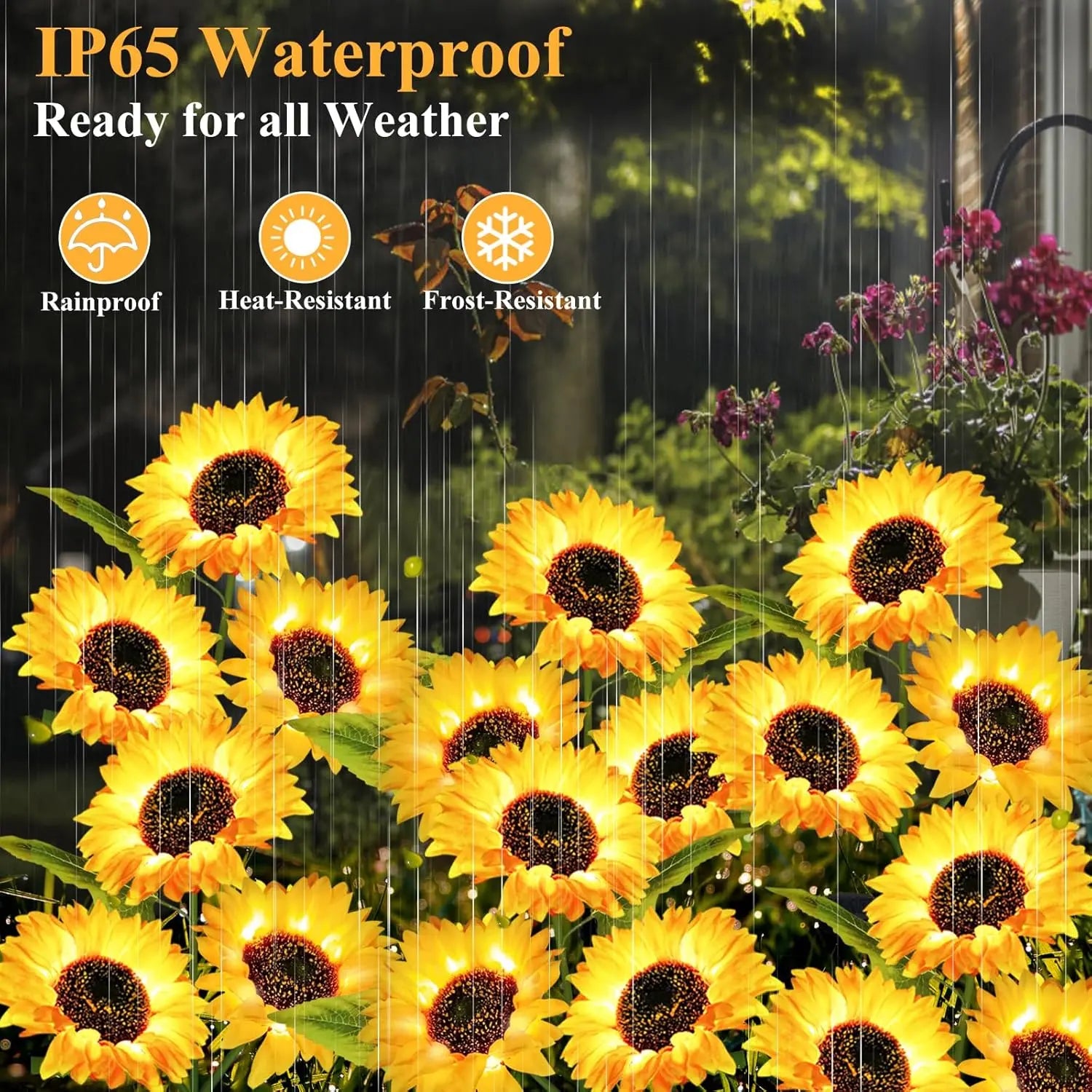 4/8-Pack Solar LED Sunflower Garden Lights, Energy-Efficient, Cozy Night Decor for Terraces, Lawns, Decks, and Porches. IPX4 Waterproof, Durable Plastic Flowers, Brighten up Your Outdoor Space Summervibes
