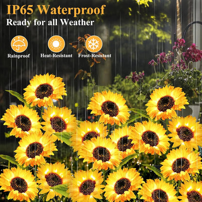 4/8-Pack Solar LED Sunflower Garden Lights, Energy-Efficient, Cozy Night Decor for Terraces, Lawns, Decks, and Porches. IPX4 Waterproof, Durable Plastic Flowers, Brighten up Your Outdoor Space Summervibes