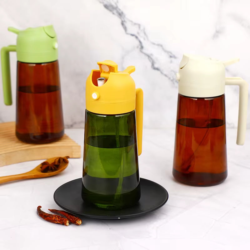 Spray and Pour 2-In-1 Oil Bottle, Light-Blocking Dark Oil Mist Spray Bottle, Kitchen-Specific Dual-Function Olive Oil Sprayer