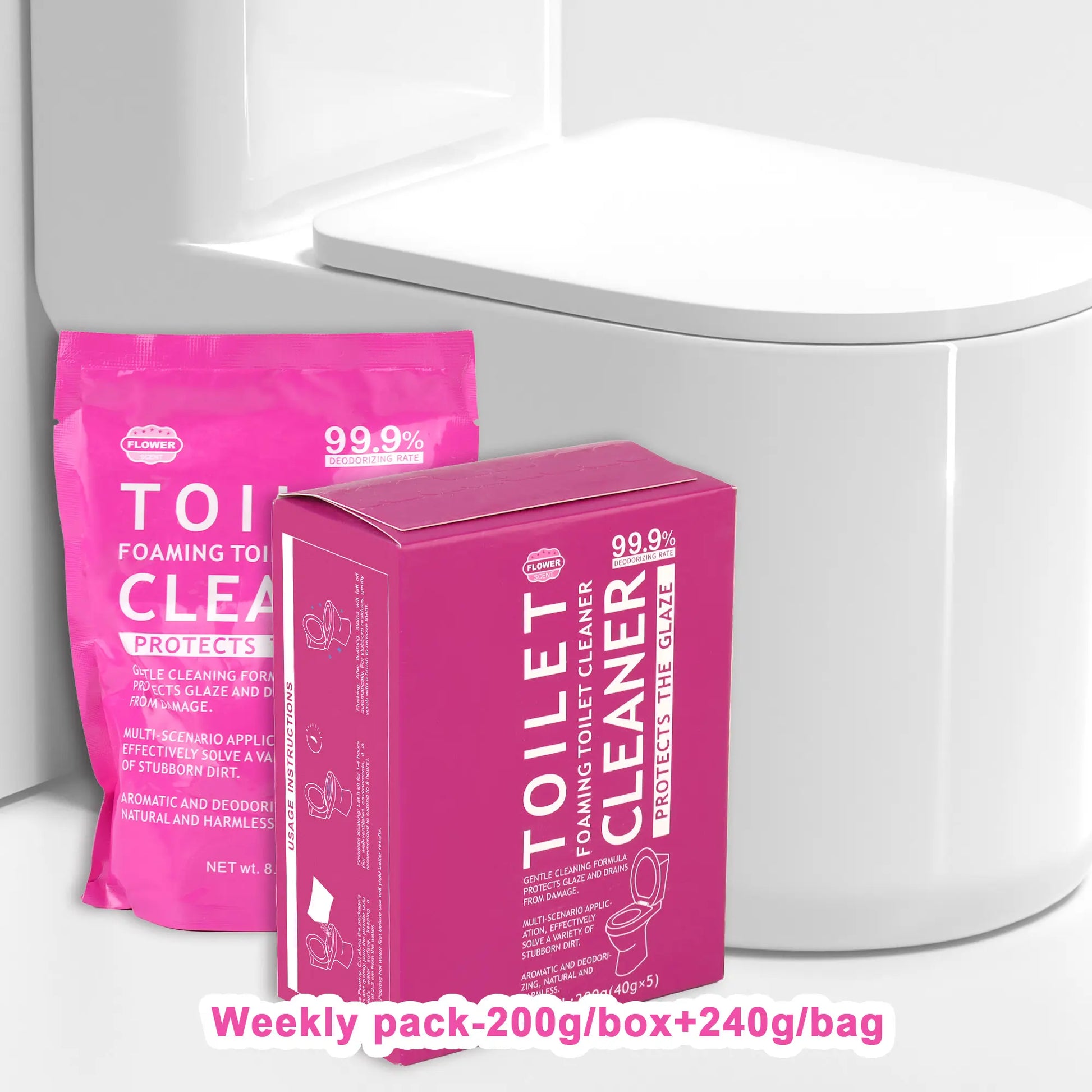 Flower Toilet Cleaning Powder, Toilet Bowl Cleaners,Toilet Cleaner Foam, Rich Foam，Self Activating Miracle Powder for Toilet B，Cleaner Effective for Bowl Freshness Floral Fragrance Home Essentials