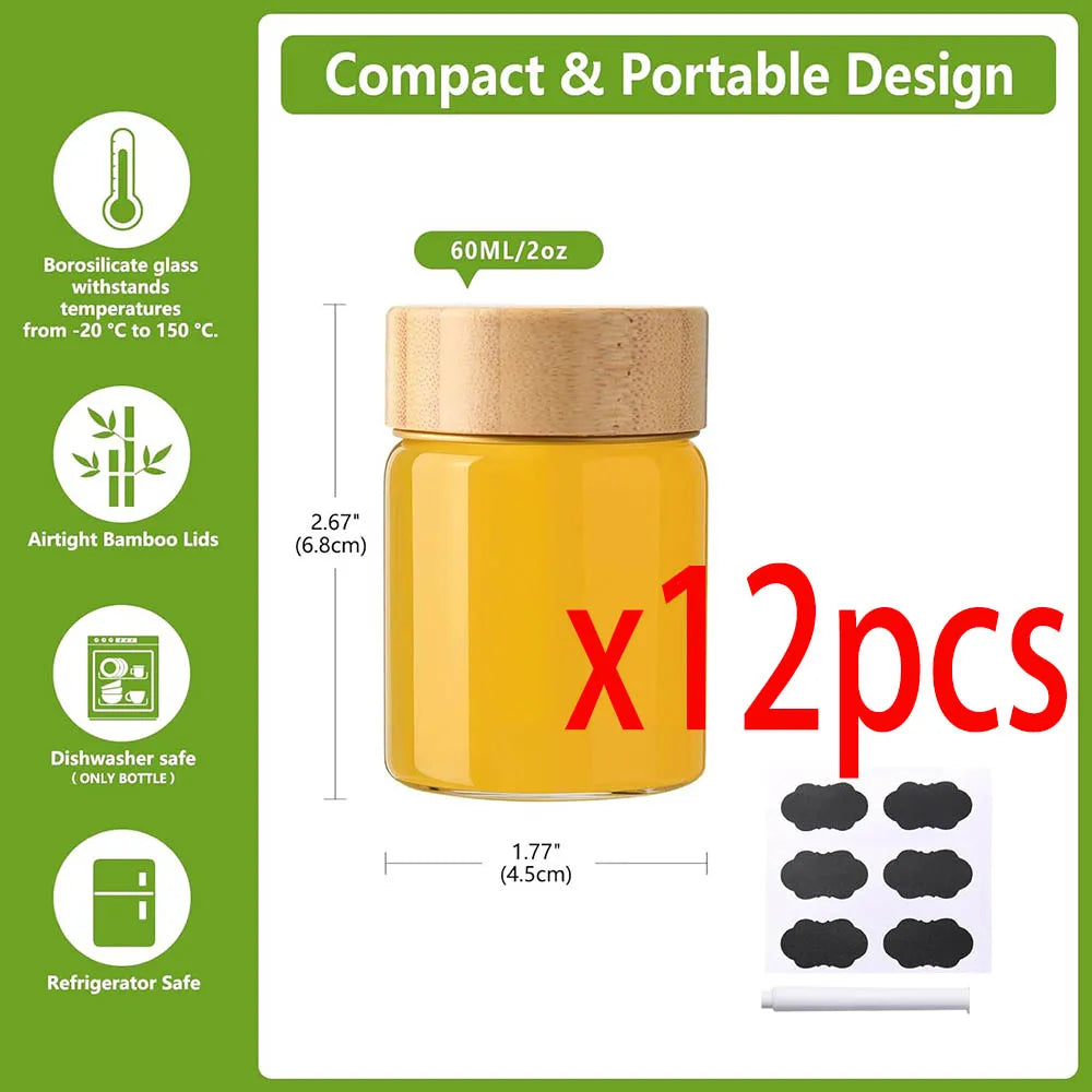 2Oz Glass Shot Bottles with Caps, Borosilicate Glass Juice Shot Bottles,Reusable Shot Glass with Lids for Juicing Ginger Shots