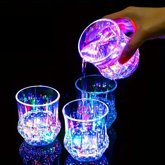 2 Pack Liquid Activated LED Flash Crystal Cups Multicolor Water Activated Glowing Tumblers with Auto Light up for Bar Party Decor Tableware Shimmering Plastic Material Valentine'S Gift for Boyfriend #Summervibes