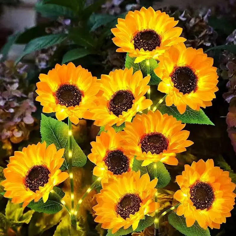 4/8-Pack Solar LED Sunflower Garden Lights, Energy-Efficient, Cozy Night Decor for Terraces, Lawns, Decks, and Porches. IPX4 Waterproof, Durable Plastic Flowers, Brighten up Your Outdoor Space Summervibes